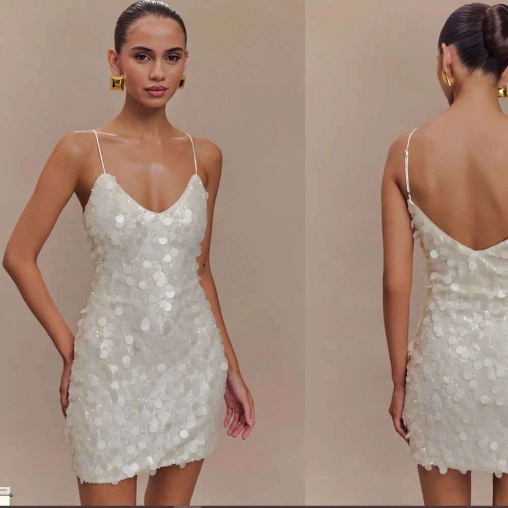 Meshki Romilly Sequin Mini Dress - Ivory XS